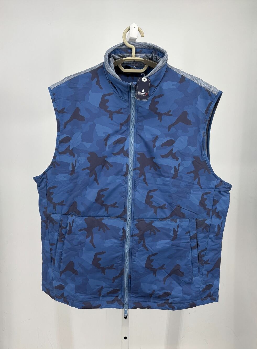 Johnnie O Leroy Performance Vest Mens L Monsoon Blue Camouflage Golf Sports NWT